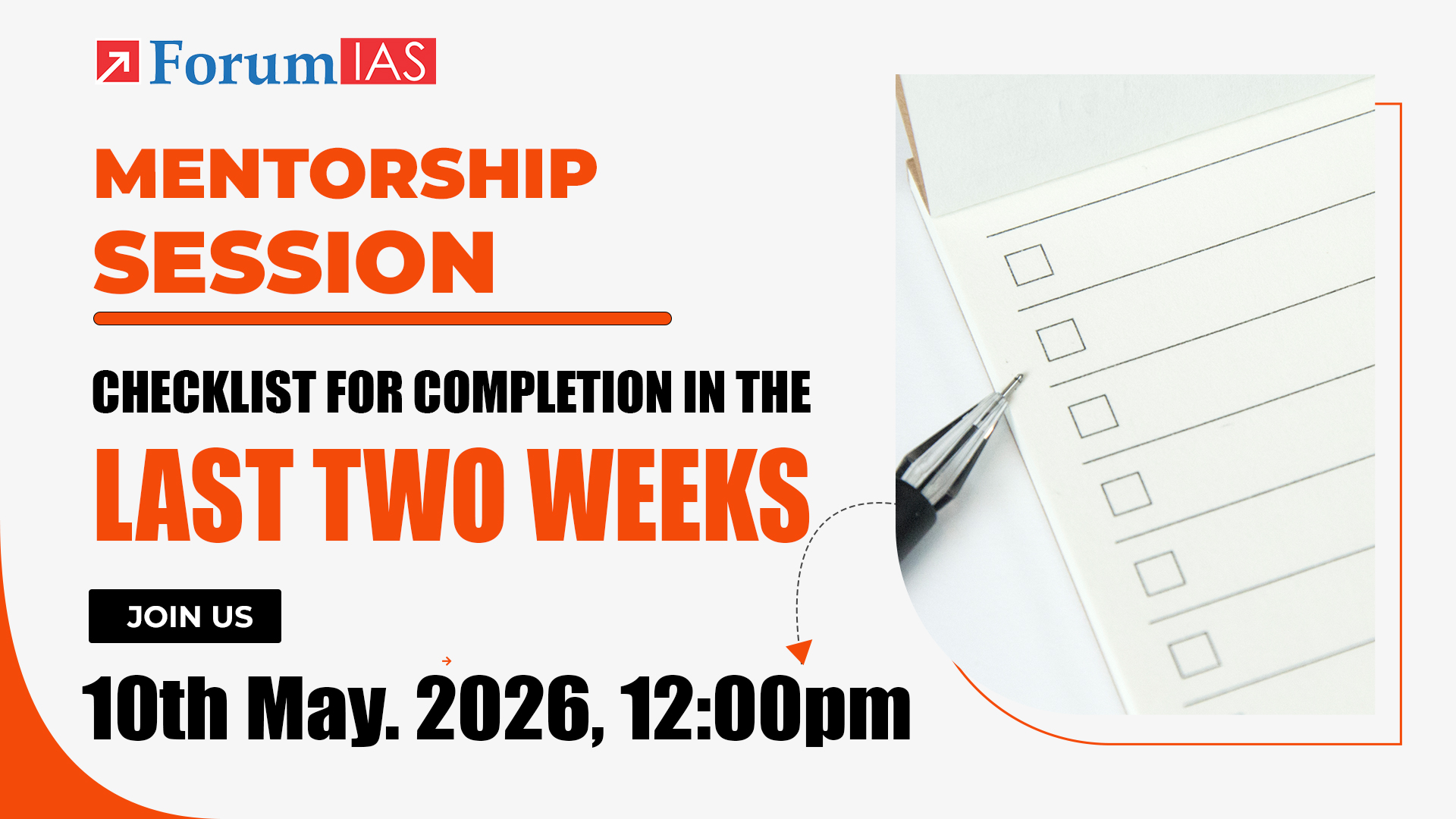 Mentorship Session on checklist for completion in the last two weeks 